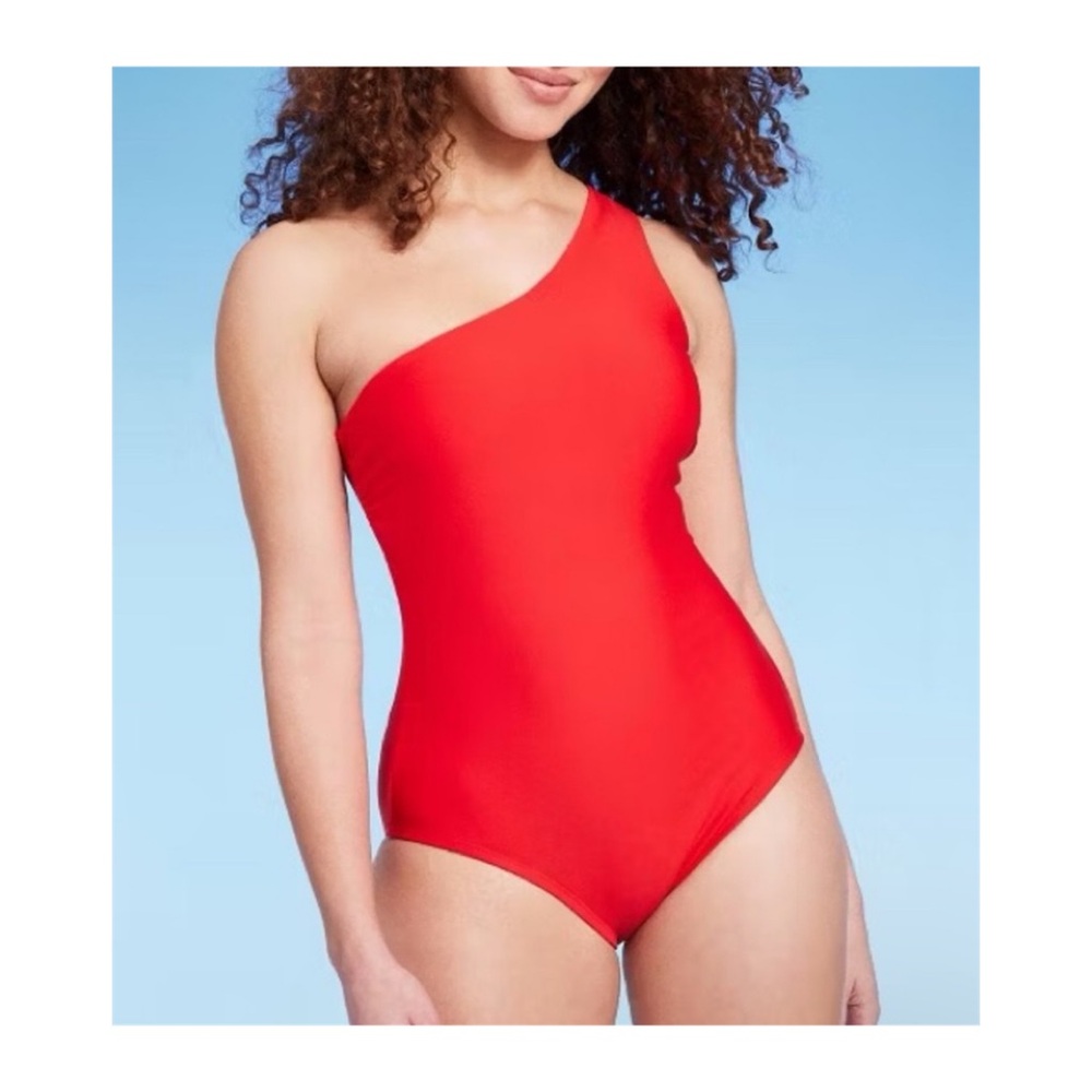 NWT Kona Sol Medium Coverage One Shoulder One Piece Swimsuit Tummy Control sz M